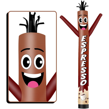 6 10 15 20FT Tall Espresso Waving Inflatable Tube Man(Blower Not Included) - goodeny
