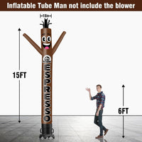 6 10 15 20FT Tall Espresso Waving Inflatable Tube Man(Blower Not Included) - goodeny