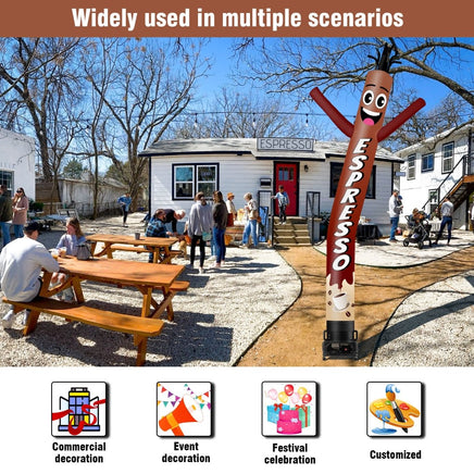 6 10 15 20FT Tall Espresso Waving Inflatable Tube Man(Blower Not Included) - goodeny