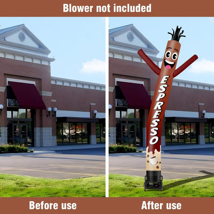 6 10 15 20FT Tall Espresso Waving Inflatable Tube Man(Blower Not Included) - goodeny