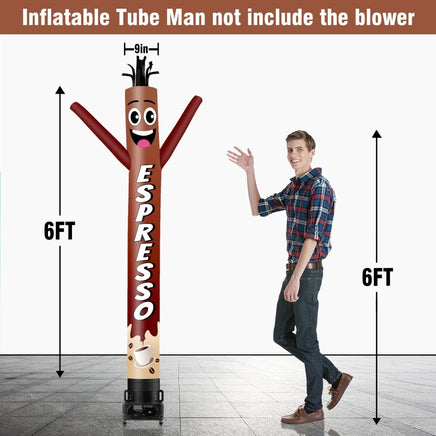6 10 15 20FT Tall Espresso Waving Inflatable Tube Man(Blower Not Included) - goodeny