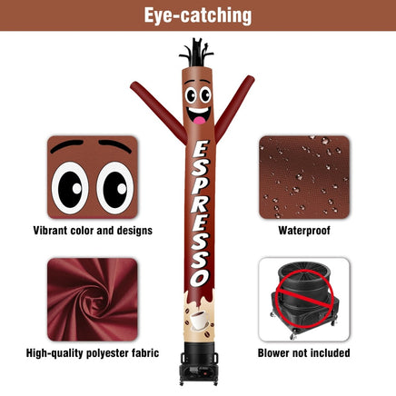 6 10 15 20FT Tall Espresso Waving Inflatable Tube Man(Blower Not Included) - goodeny