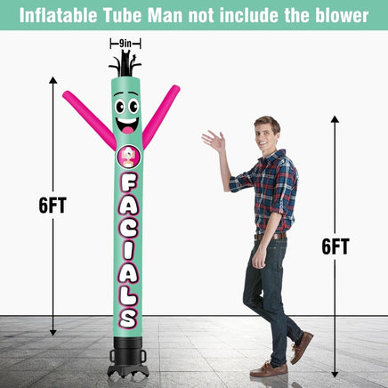 6 10 15 20FT Tall Facials Waving Inflatable Tube Man(Blower Not Included) - goodeny