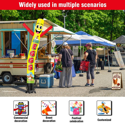 6 10 15 20FT Tall Farm Fresh Eggs Waving Inflatable Tube Man(Blower Not Included) - goodeny