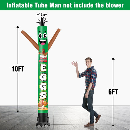 6 10 15 20FT Tall Farm Fresh Eggs Waving Inflatable Tube Man(Blower Not Included) - goodeny