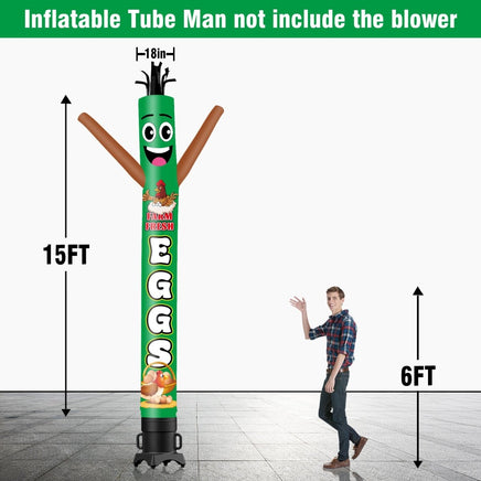 6 10 15 20FT Tall Farm Fresh Eggs Waving Inflatable Tube Man(Blower Not Included) - goodeny