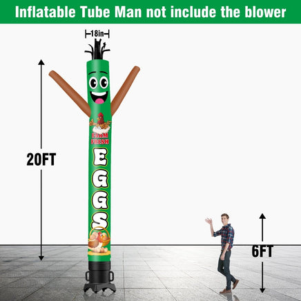 6 10 15 20FT Tall Farm Fresh Eggs Waving Inflatable Tube Man(Blower Not Included) - goodeny