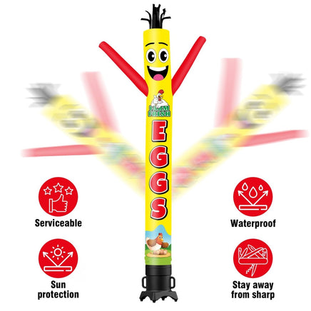 6 10 15 20FT Tall Farm Fresh Eggs Waving Inflatable Tube Man(Blower Not Included) - goodeny