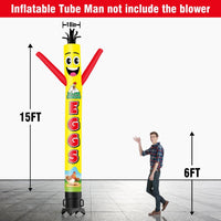 6 10 15 20FT Tall Farm Fresh Eggs Waving Inflatable Tube Man(Blower Not Included) - goodeny