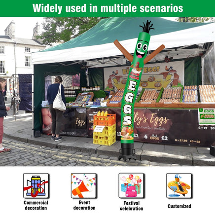 6 10 15 20FT Tall Farm Fresh Eggs Waving Inflatable Tube Man(Blower Not Included) - goodeny