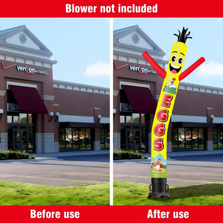 6 10 15 20FT Tall Farm Fresh Eggs Waving Inflatable Tube Man(Blower Not Included) - goodeny