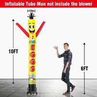 6 10 15 20FT Tall Farm Fresh Eggs Waving Inflatable Tube Man(Blower Not Included) - goodeny