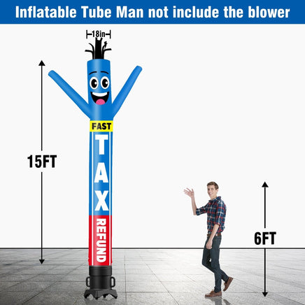 6 10 15 20FT Tall Fast Tax Refund Waving Inflatable Tube Man(Blower Not Included) - goodeny