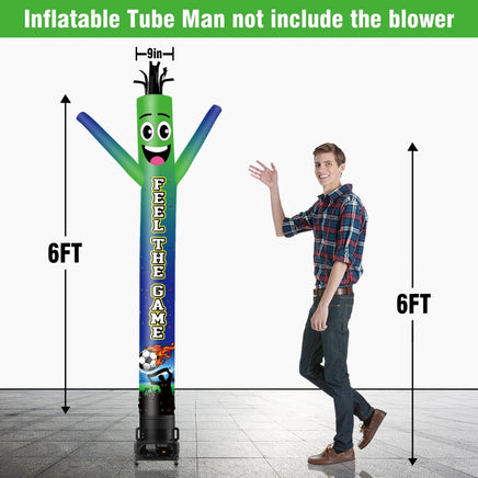 6 10 15 20FT Tall Feel The Game Waving Inflatable Tube Man(Blower Not Included) - goodeny