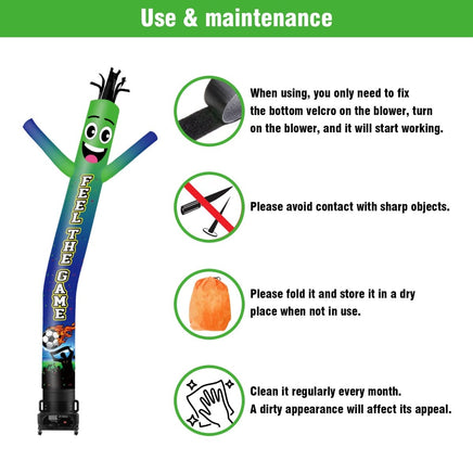 6 10 15 20FT Tall Feel The Game Waving Inflatable Tube Man(Blower Not Included) - goodeny