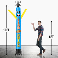 6 10 15 20FT Tall Fish & Chips Waving Inflatable Tube Man(Blower Not Included) - goodeny