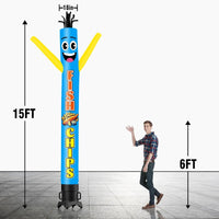 6 10 15 20FT Tall Fish & Chips Waving Inflatable Tube Man(Blower Not Included) - goodeny