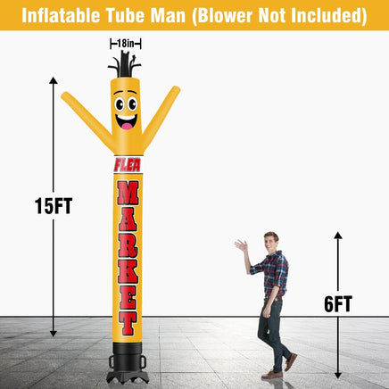 6 10 15 20FT Tall Flea Market Waving Inflatable Tube Man(Blower Not Included) - goodeny