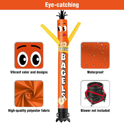 6 10 15 20FT Tall Fresh Bagels Waving Inflatable Tube Man(Blower Not Included) - goodeny