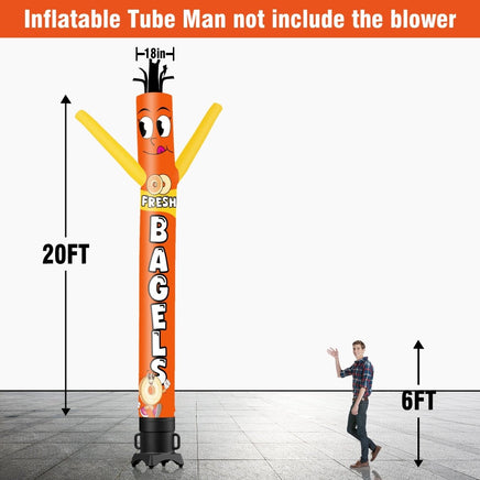 6 10 15 20FT Tall Fresh Bagels Waving Inflatable Tube Man(Blower Not Included) - goodeny