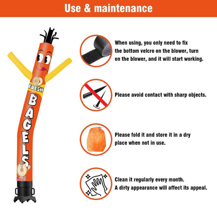 6 10 15 20FT Tall Fresh Bagels Waving Inflatable Tube Man(Blower Not Included) - goodeny