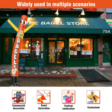 6 10 15 20FT Tall Fresh Bagels Waving Inflatable Tube Man(Blower Not Included) - goodeny