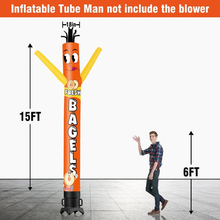 6 10 15 20FT Tall Fresh Bagels Waving Inflatable Tube Man(Blower Not Included) - goodeny