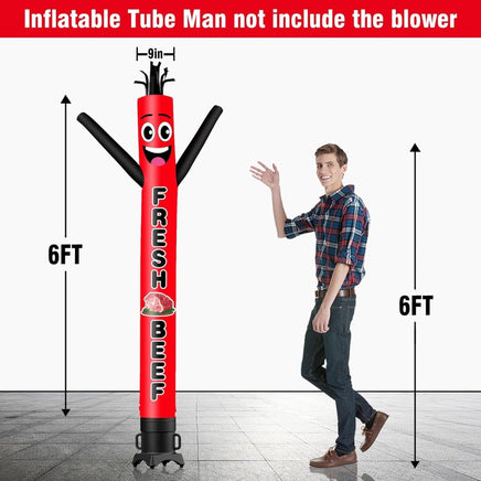 6 10 15 20FT Tall Fresh Beef Waving Inflatable Tube Man(Blower Not Included) - goodeny