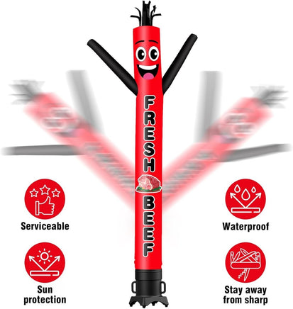 6 10 15 20FT Tall Fresh Beef Waving Inflatable Tube Man(Blower Not Included) - goodeny