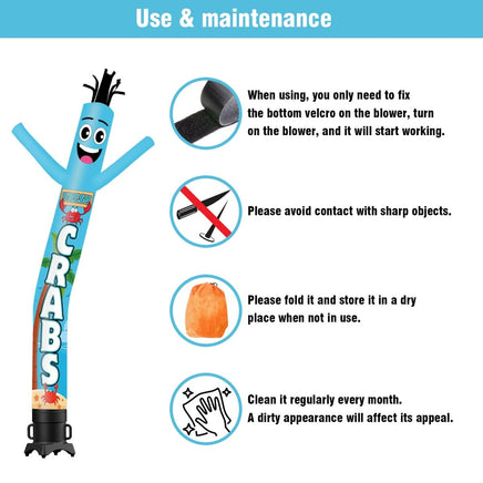 6 10 15 20FT Tall Fresh Crabs Waving Inflatable Tube Man(Blower Not Included) - goodeny