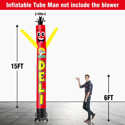 6 10 15 20FT Tall Fresh Deli Waving Inflatable Tube Man(Blower Not Included) - goodeny