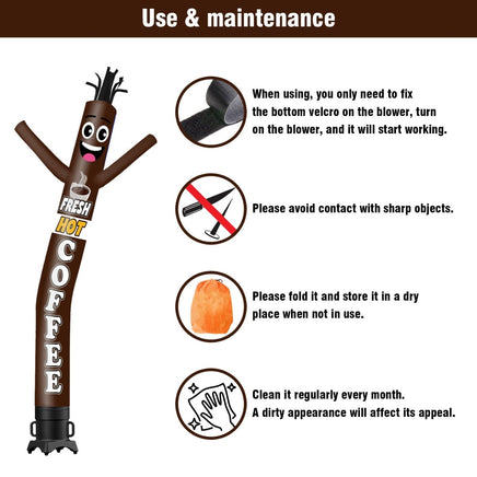 6 10 15 20FT Tall Fresh Hot Coffee Waving Inflatable Tube Man(Blower Not Included) - goodeny