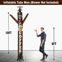 6 10 15 20FT Tall Fresh Hot Coffee Waving Inflatable Tube Man(Blower Not Included) - goodeny