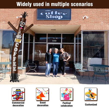 6 10 15 20FT Tall Fresh Hot Coffee Waving Inflatable Tube Man(Blower Not Included) - goodeny