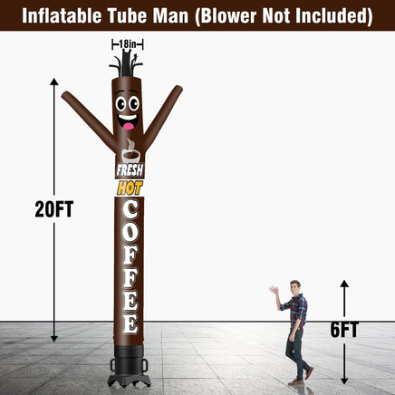 6 10 15 20FT Tall Fresh Hot Coffee Waving Inflatable Tube Man(Blower Not Included) - goodeny