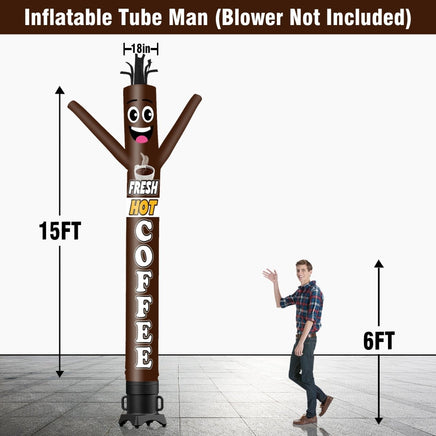 6 10 15 20FT Tall Fresh Hot Coffee Waving Inflatable Tube Man(Blower Not Included) - goodeny