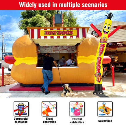 6 10 15 20FT Tall Fresh Hot Dogs Waving Inflatable Tube Man(Blower Not Included) - goodeny