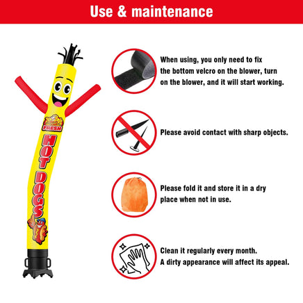 6 10 15 20FT Tall Fresh Hot Dogs Waving Inflatable Tube Man(Blower Not Included) - goodeny