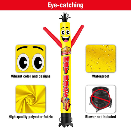 6 10 15 20FT Tall Fresh Hot Dogs Waving Inflatable Tube Man(Blower Not Included) - goodeny