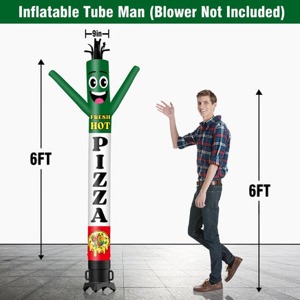 6 10 15 20FT Tall Fresh Hot Pizza Waving Inflatable Tube Man(Blower Not Included) - goodeny