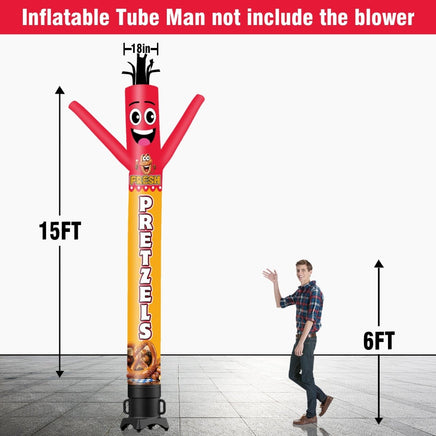 6 10 15 20FT Tall Fresh Pretzels Waving Inflatable Tube Man(Blower Not Included) - goodeny