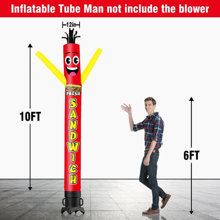 6 10 15 20FT Tall Fresh Sandwich Waving Inflatable Tube Man(Blower Not Included) - goodeny