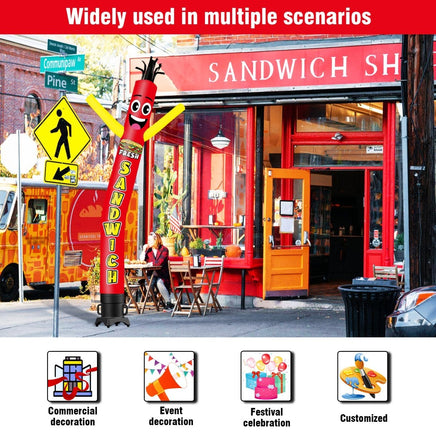 6 10 15 20FT Tall Fresh Sandwich Waving Inflatable Tube Man(Blower Not Included) - goodeny