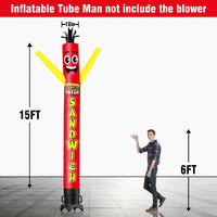6 10 15 20FT Tall Fresh Sandwich Waving Inflatable Tube Man(Blower Not Included) - goodeny