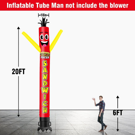 6 10 15 20FT Tall Fresh Sandwich Waving Inflatable Tube Man(Blower Not Included) - goodeny