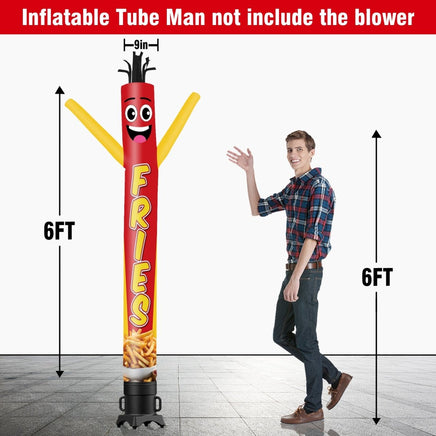 6 10 15 20FT Tall Fries Waving Inflatable Tube Man(Blower Not Included) - goodeny