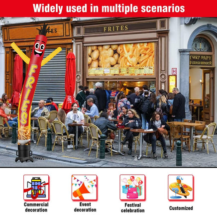 6 10 15 20FT Tall Fries Waving Inflatable Tube Man(Blower Not Included) - goodeny