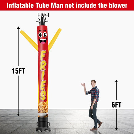 6 10 15 20FT Tall Fries Waving Inflatable Tube Man(Blower Not Included) - goodeny