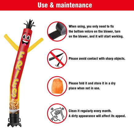 6 10 15 20FT Tall Fries Waving Inflatable Tube Man(Blower Not Included) - goodeny
