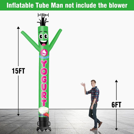 6 10 15 20FT Tall Frozen Yogurt Waving Inflatable Tube Man(Blower Not Included) - goodeny